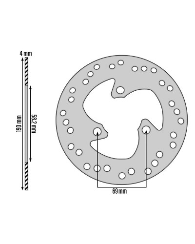 Disque de frein MBK Nitro Stunt Yamaha Aerox Slider 190 mm 3 trous