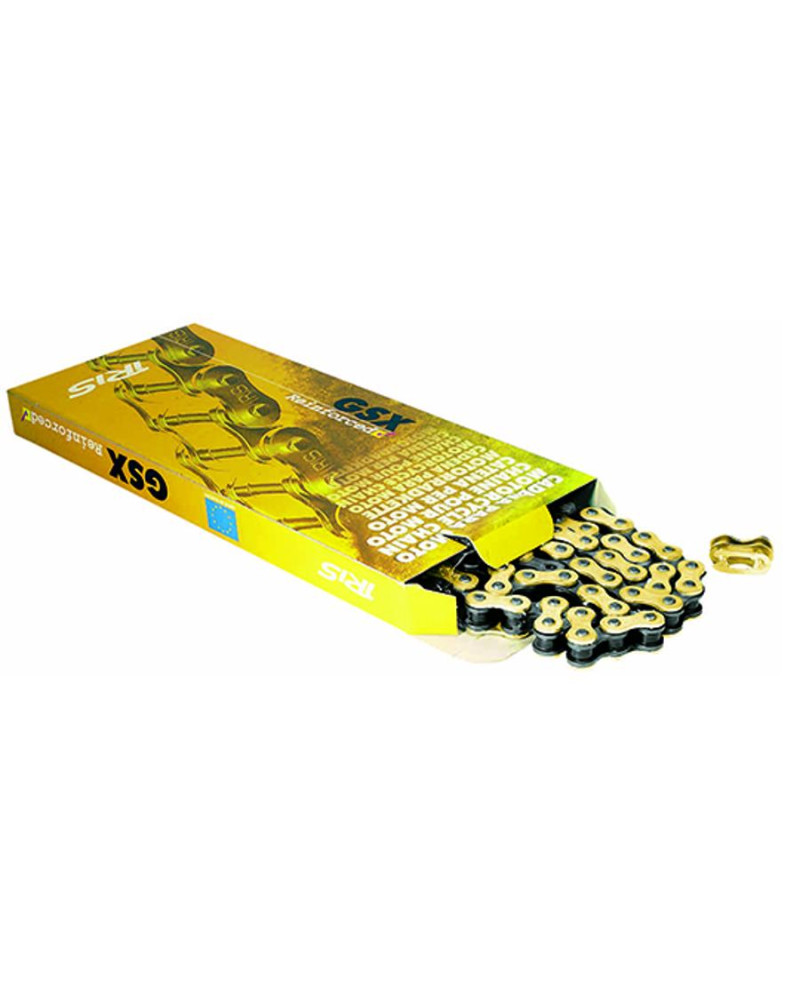 Chaîne cyclo 415 Iris GSX 120 maillons renforcée or Peugeot 103 MBK 51 Motobécane