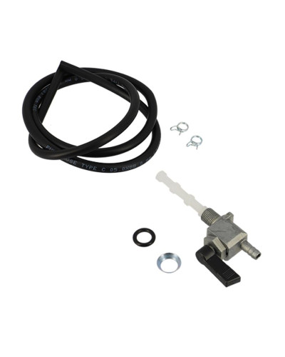 Kit robinet d’essence Peugeot 101 102 103 réservoir 3,7L avec durite noire 1 m et colliers