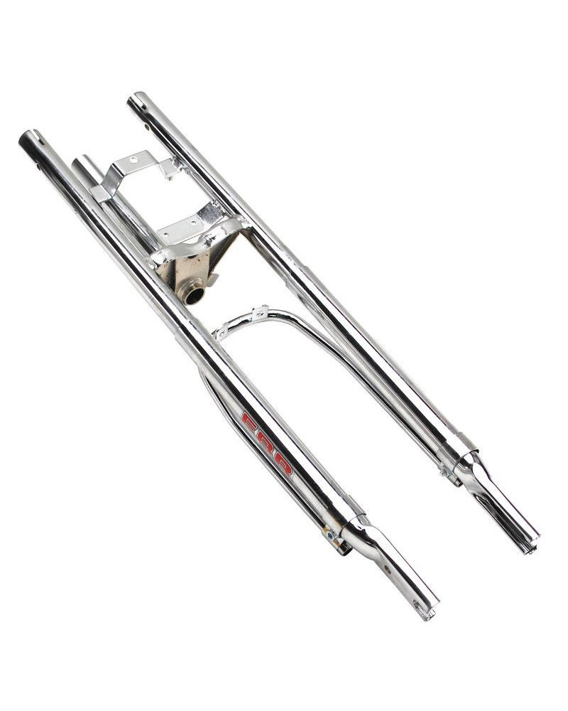 Fourche EBR chromée – Peugeot 103 MVL / Vogue (Ø25, course 60 mm)