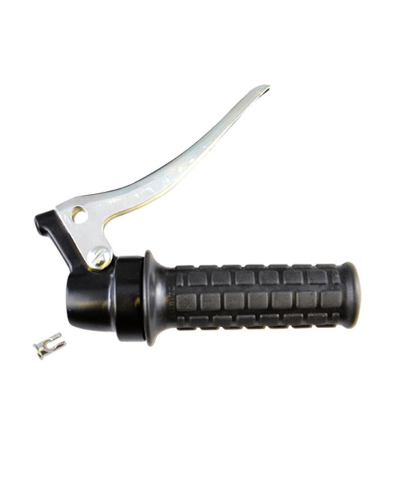 Poignée de gaz droite noire avec levier acier – guidon 22 mm (revêtement 110 mm)