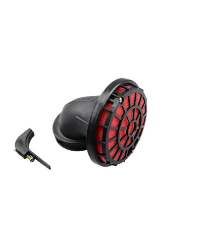 Filtre à air TUN’R coudé Ø32 pour carburateurs PHBG / PHVA en mousse noir/rouge – Ø72 × L82