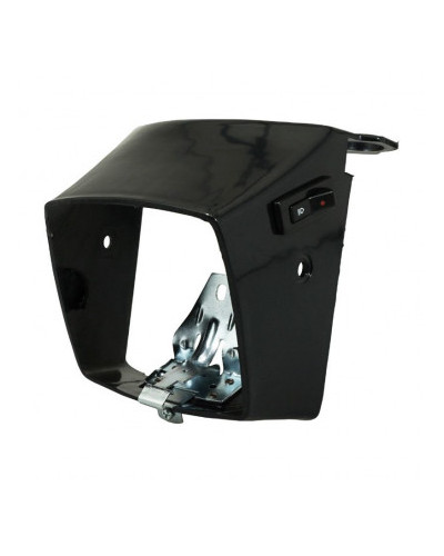 Capot de phare noir avec patte, ressort et bouton – Peugeot 103 MVL / 103 Vogue (Ø7, Ø27, 160×150)