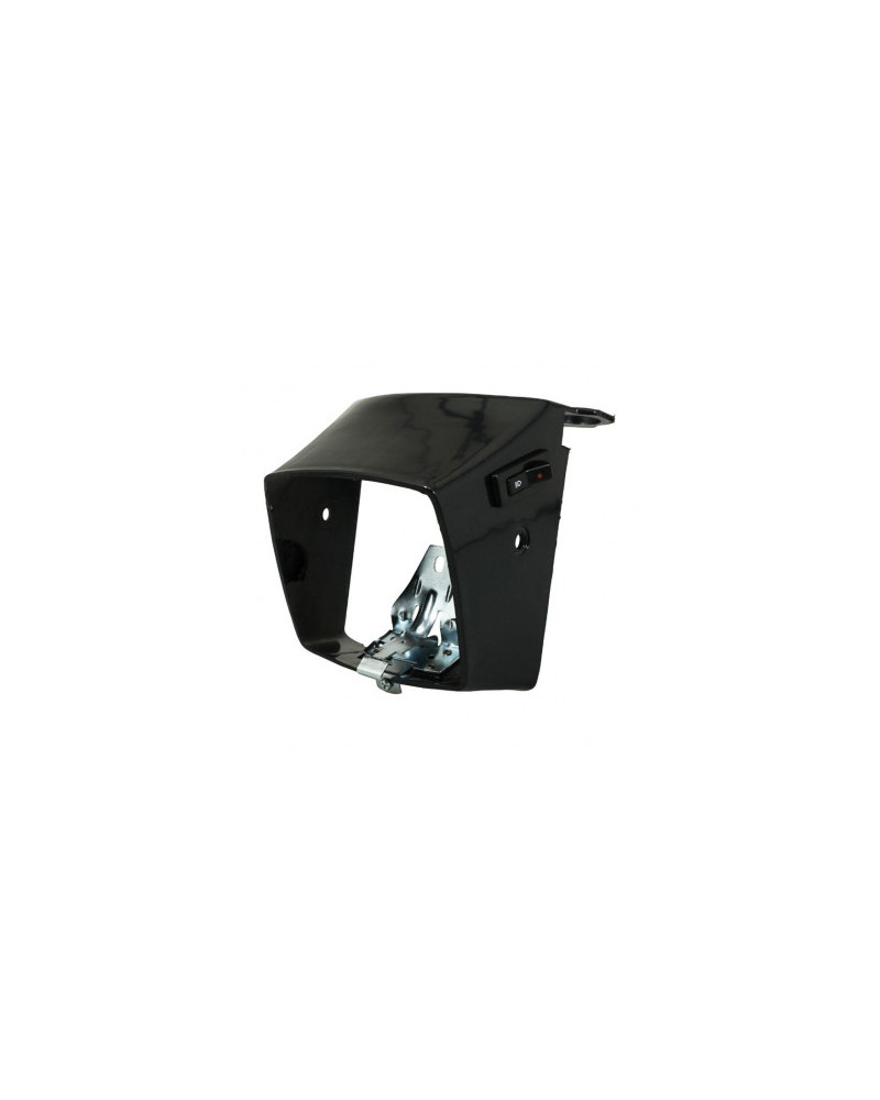 Capot de phare noir avec patte, ressort et bouton – Peugeot 103 MVL / 103 Vogue (Ø7, Ø27, 160×150)