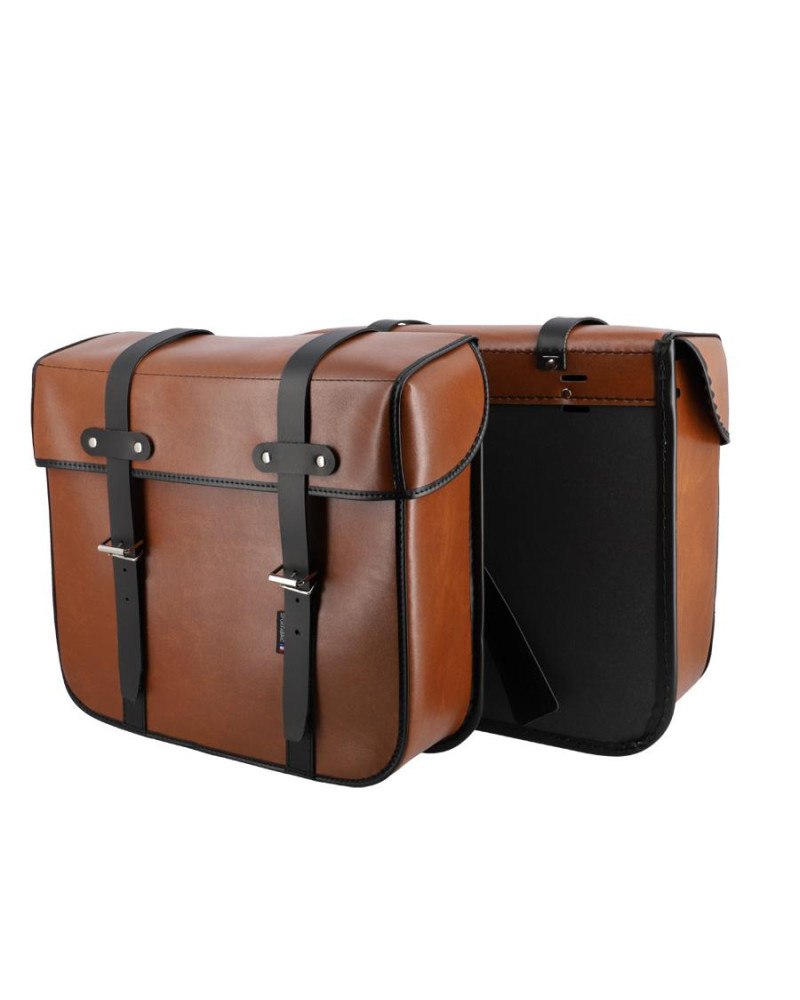 Paire de sacoches porte-bagage SporFabric S15 courroie marron 330x310x110 mm
