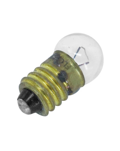 Ampoule Flosser 6V 2W culot E10 à visser blanc transparent (veilleuse) 28 mm Ø14/10