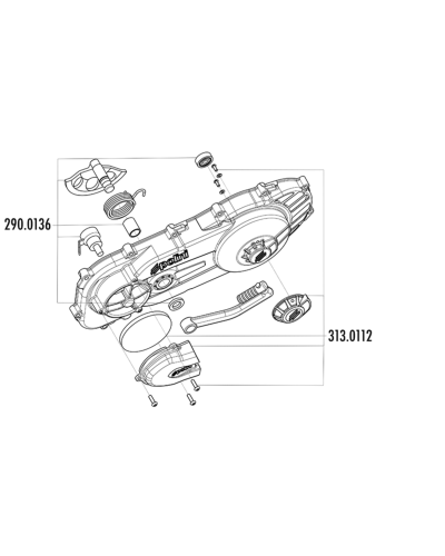 Carter de kick Polini Evolution 170.0312 Piaggio carter long 12 13 pouces