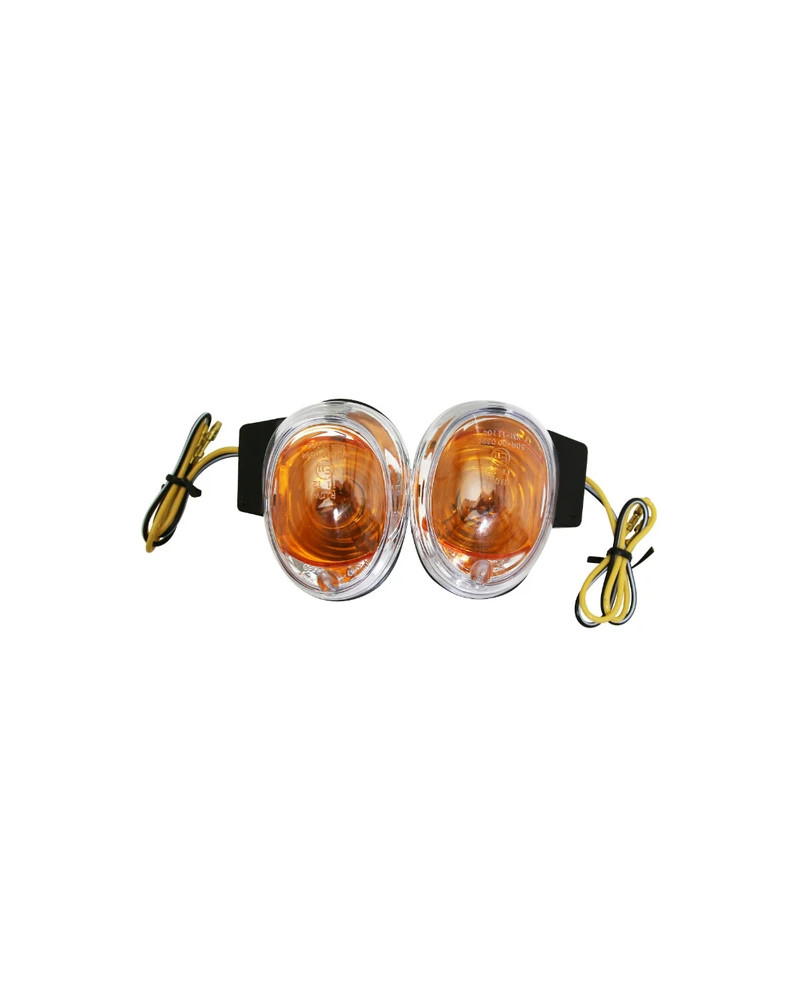 Paire clignotants avant Replay transparent noir homologués CE MBK Booster Yamaha BW’S 2004+ Keeway Hurricane Focus