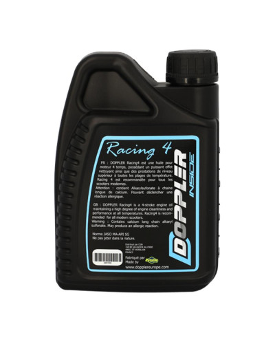 Bidon huile moteur Doppler Racing 4T 10W40 synthétique 1L normes JASO MA API SG