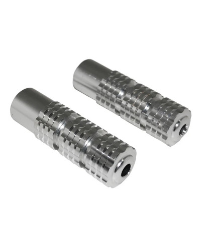 Repose-pieds pilote Replay ronds moletés alu chrome Peugeot 103 / MBK 51 – paire