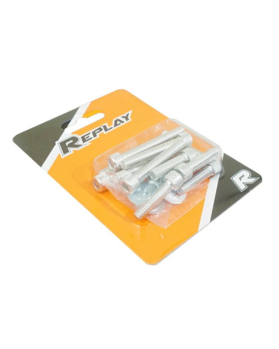 Kit 12 vis de carter Replay alu chrome M6 25 40 45 mm pour MBK Booster Yamaha BW’s