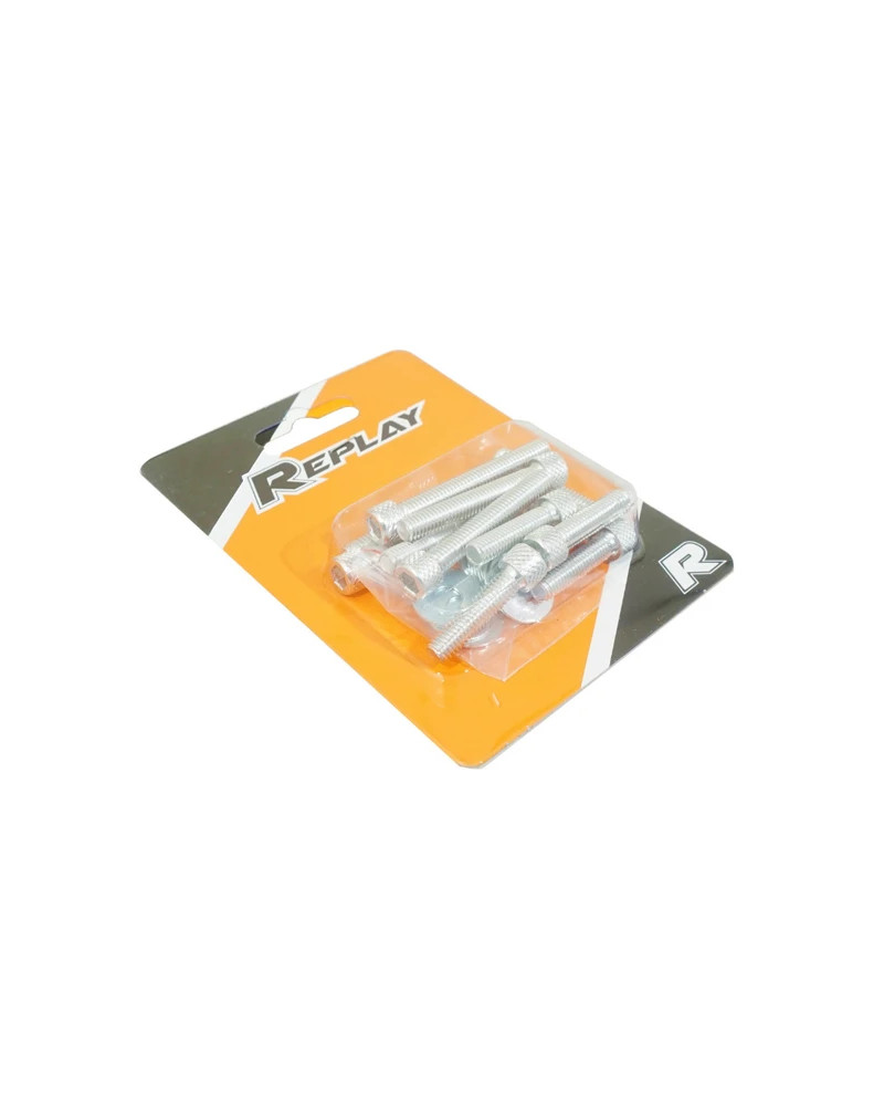 Kit 12 vis de carter Replay alu chrome M6 25 40 45 mm pour MBK Booster Yamaha BW’s