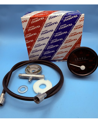 Compteur Transval 120 km/h complet Peugeot 103 SP Clip SPX RCX avec câble et entraîneur