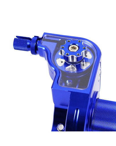 Poignée de gaz 50 à boîte tirage rapide 30° alu CNC bleu