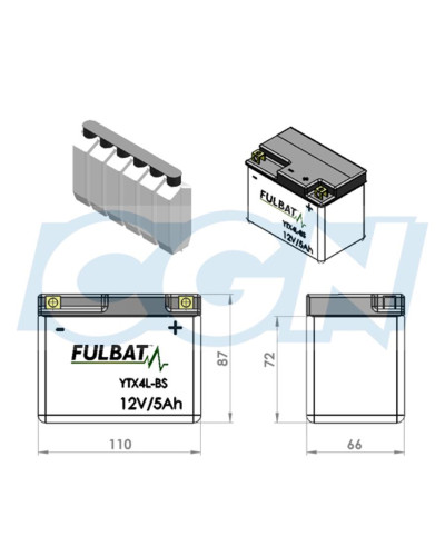 Batterie Fulbat FTX4L-BS 12V 5Ah MBK Nitro Yamaha Aerox Booster BW’s