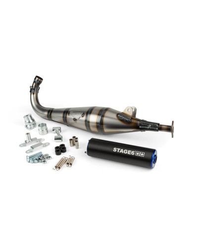 Pot d’échappement Stage6 StreetRace passage gauche bleu et noir pour Peugeot 103 SPX RCX
