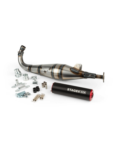 Pot d’échappement Stage6 StreetRace passage gauche rouge et noir pour Peugeot 103 SPX RCX