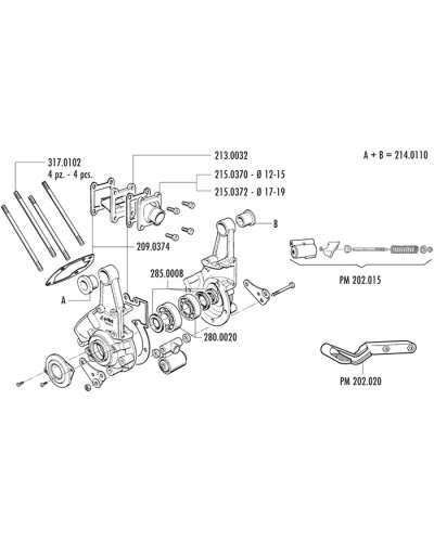Carter moteur Polini complet avec support moteur intégré pour Peugeot 103 SP MVL