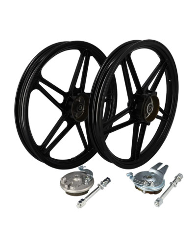 Paire de jantes noires Peugeot 103 MVL Vogue Chrono 17 x 1.6 type Bernardi avec flasques