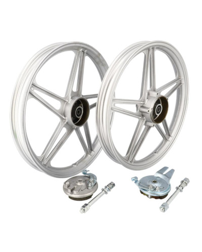 Paire de jantes grises Peugeot 103 MVL Vogue Chrono 17 x 1.6 type Bernardi avec flasques
