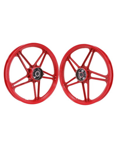 Paire de jantes rouges Peugeot 103 MVL Vogue Chrono 17 x 1.6 type Bernardi avec flasques