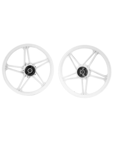 Paire de jantes blanches Peugeot 103 MVL Vogue Chrono 17 x 1.6 type Bernardi avec flasques