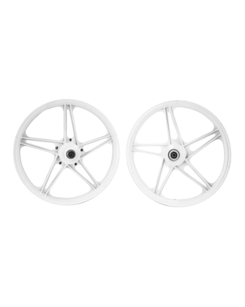 Paire de jantes blanches Peugeot 103 MVL Vogue Chrono 17 x 1.6 type Bernardi avec flasques