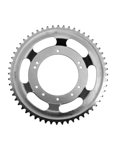 Couronne argent Peugeot 103 roue aluminium Grimeca 56 dents alésage 98 mm fixation 10 trous