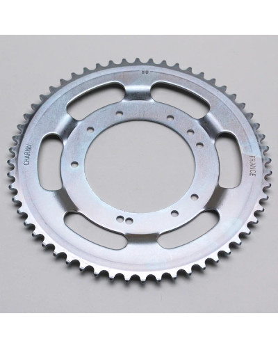 Couronne MBK 51 roue aluminium Grimeca 56 dents argent alésage 98 mm fixation 10 trous