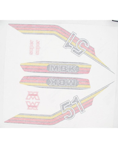 Planche de 10 autocollants MBK rouge jaune orange pour MBK 51 et Motobécane