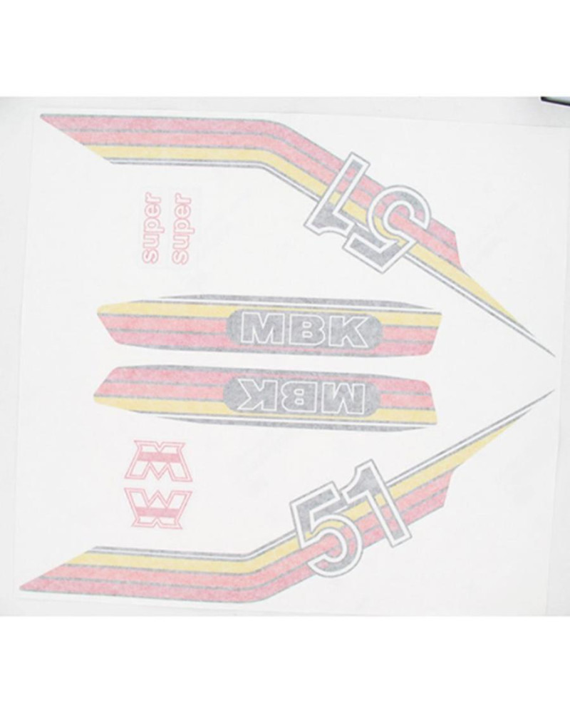 Planche de 10 autocollants MBK rouge jaune orange pour MBK 51 et Motobécane