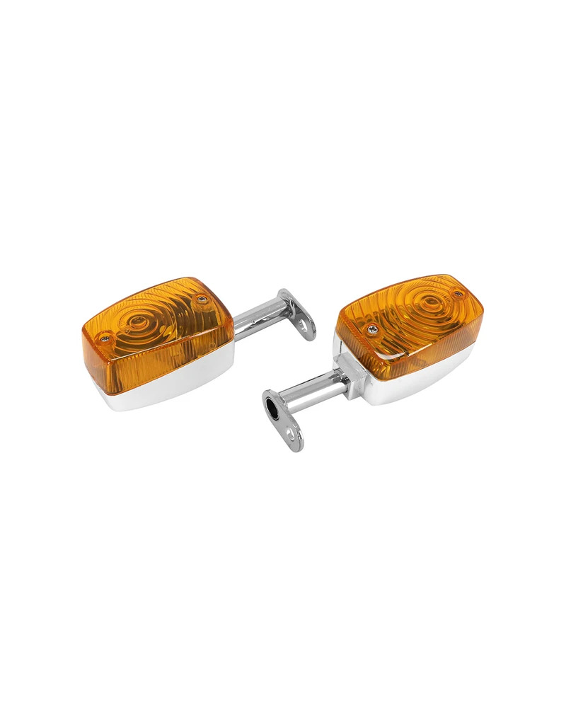 Clignotants MBK 51 Motobécane Motoconfort type Luxor 2008 chrome cabochon orange avec support paire