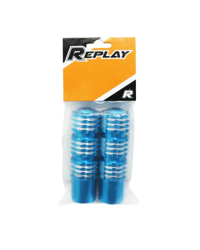 Repose-pieds Replay pilote rond moleté alu bleu Peugeot 103 MBK 51 paire