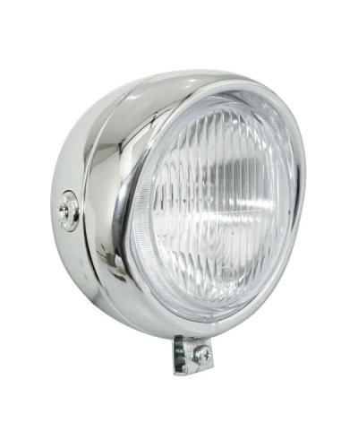 Phare rond chromé avec casquette Peugeot 103 MBK 51 diamètre 135 mm BA20d