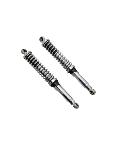 Amortisseurs réglables chromés entraxe 360 mm fixation 10 mm 8 mm paire