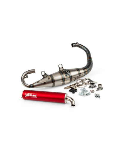 Pot d'échappement Yasuni C16 MBK Booster Stunt rouge non homologué