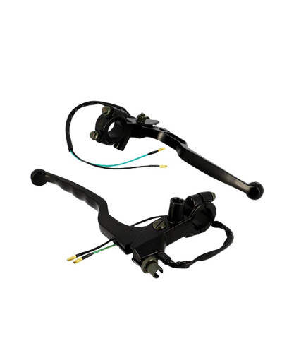 Leviers de frein alu noir longs avec contacteur de stop câble et trou rétroviseur M10x125