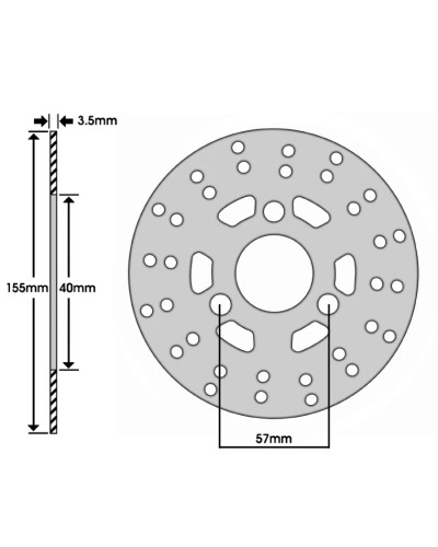 Disque de frein avant MBK Booster Yamaha BW’S Peugeot Ludix V-Clic Piaggio Zip 155 mm 3 trous