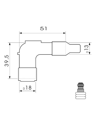 Antiparasite NGK LB05EP noir 5 kilo ohm coudé 90 degrés pour bougie avec olive
