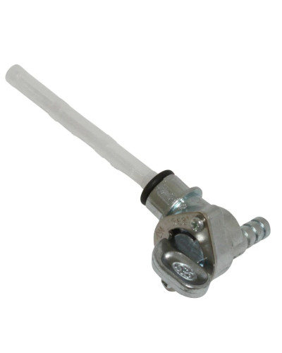 Robinet d’essence 3 positions Derbi Senda GPR fixation 15 mm sortie arrière 90 degrés diamètre 8 mm