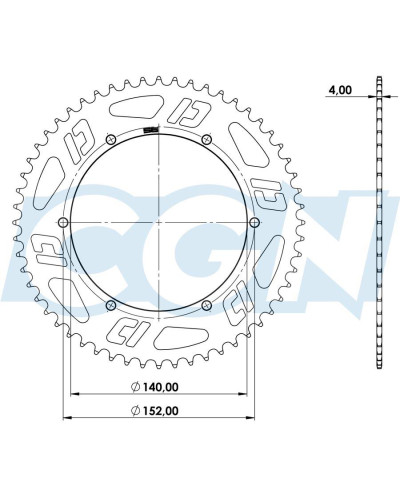Couronne Doppler Open alu CNC noire 56 dents pour Peugeot 103 MBK 51