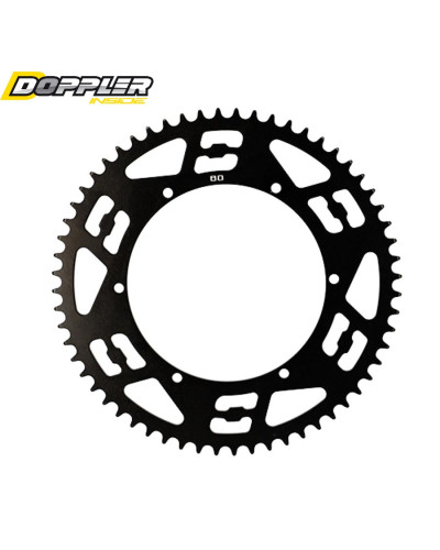 Couronne Doppler Open alu CNC noire 60 dents pour Peugeot 103 MBK 51