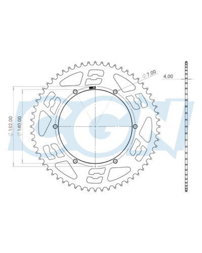 Couronne Doppler Open alu CNC noire 60 dents pour Peugeot 103 MBK 51