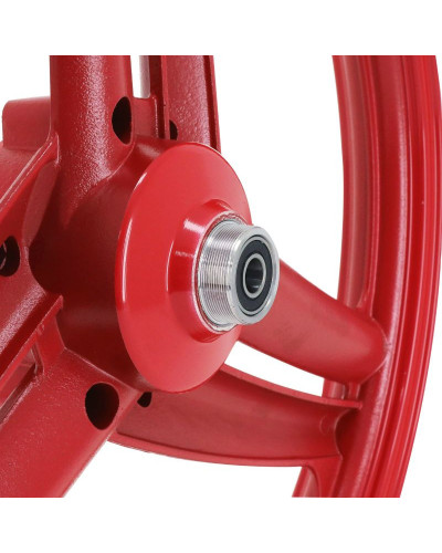 Paire de jantes 17x1.6 type Grimeca rouge pour Peugeot 103 SP MVL avec axes roulements et flasques