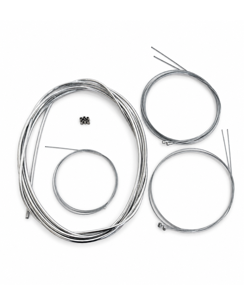 Kit câbles et gaines chromées MBK 51 Motobécane AV88 AV89 gaz starter freins