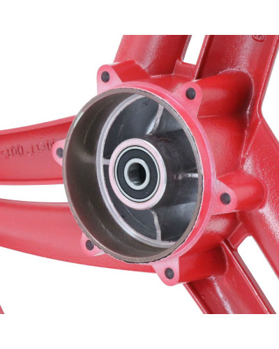 Paire de jantes 17x1.6 type Grimeca rouge pour Peugeot 103 SP MVL avec axes roulements et flasques