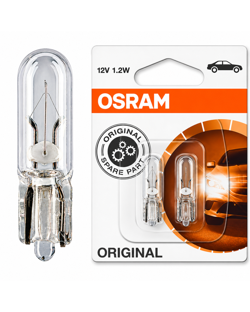 Ampoule Osram W1.2W 12V 1,2W T5 culot verre pour éclairage compteur