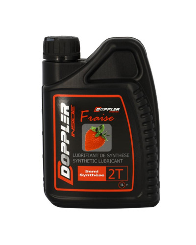 Huile moteur 2T Doppler Racing synthétique senteur fraise 1 litre