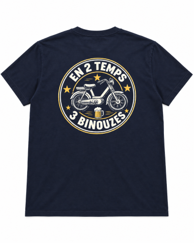 T-shirt bleu marine 2T3B MobScoot 13 L’Alternative taille M avec logo avant et visuel dos