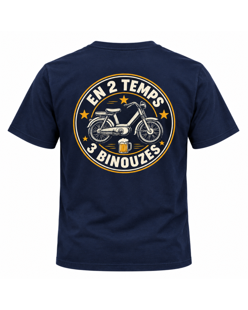 T-shirt bleu marine 2T3B MobScoot 13 L’Alternative taille M avec logo avant et visuel dos